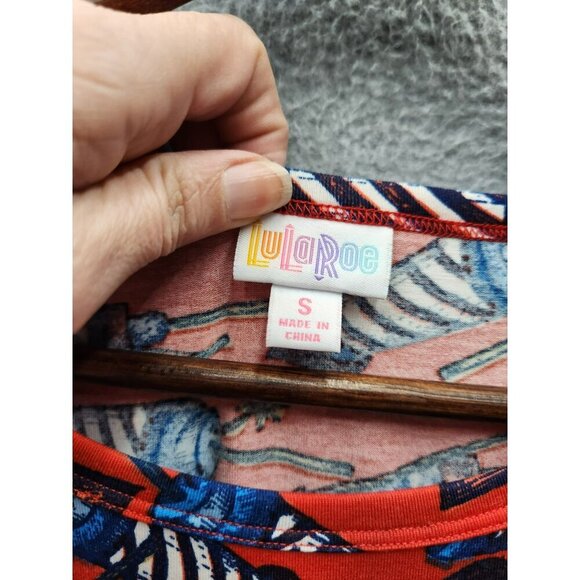 LuLaRoe Red Americana Firecracker Print Short Sleeve Dress Small - Picture 2 of 6